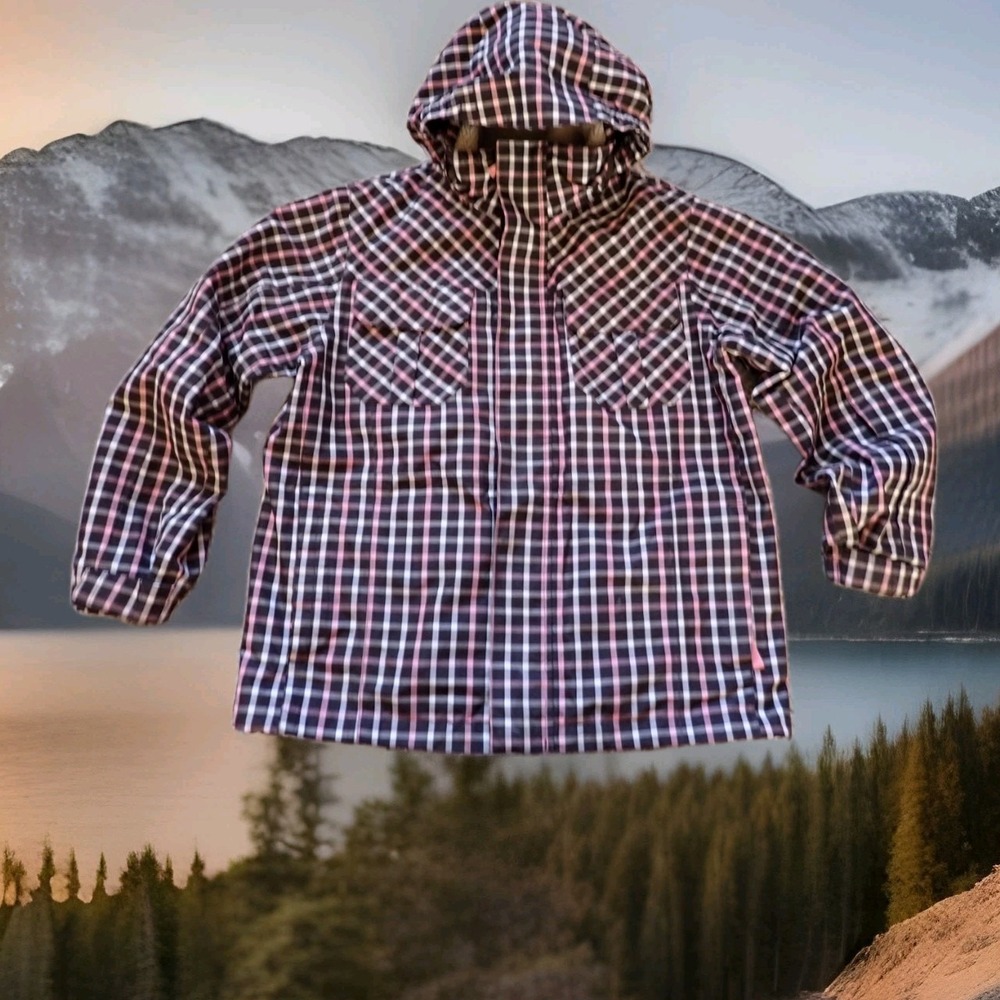 Lands' End Winter Parka Girls Size M 10-12 Pink Plaid Excellent Sherpa Hood